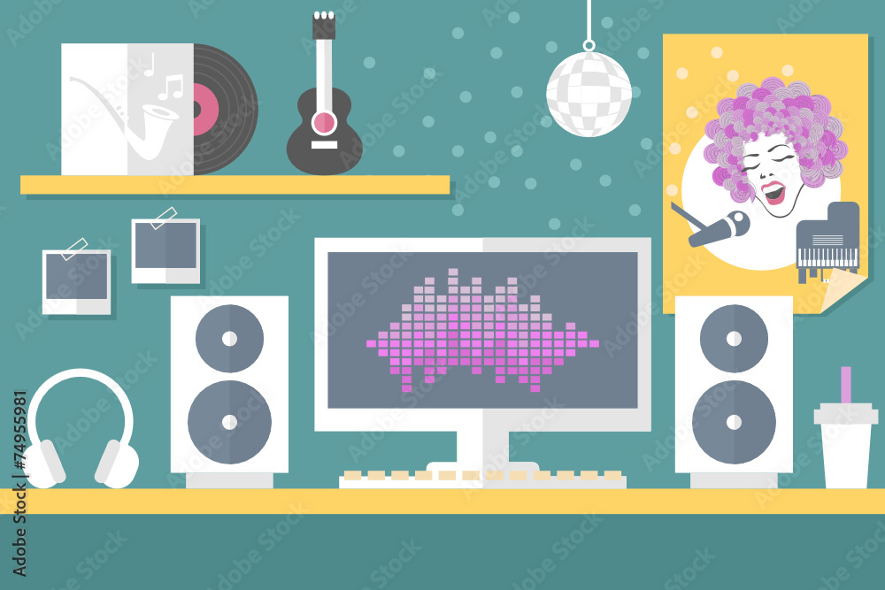 musician workstation flat design musician workstation flat design