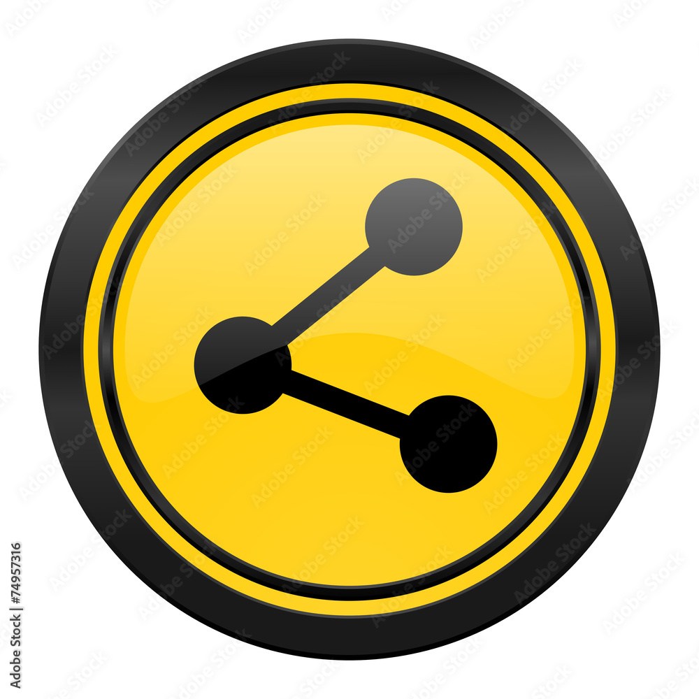 share icon, yellow logo, share icon, yellow logo,