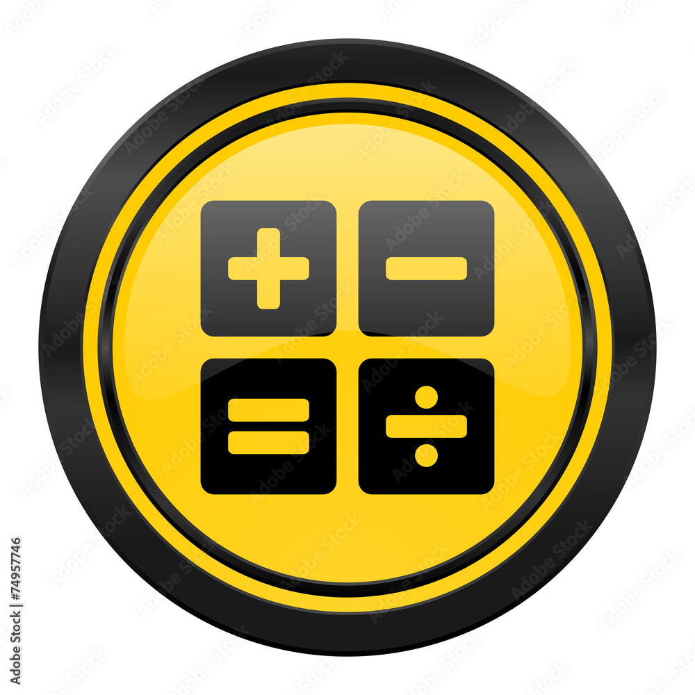 calculator icon, yellow logo, calc sign calculator icon, yellow logo, calc sign