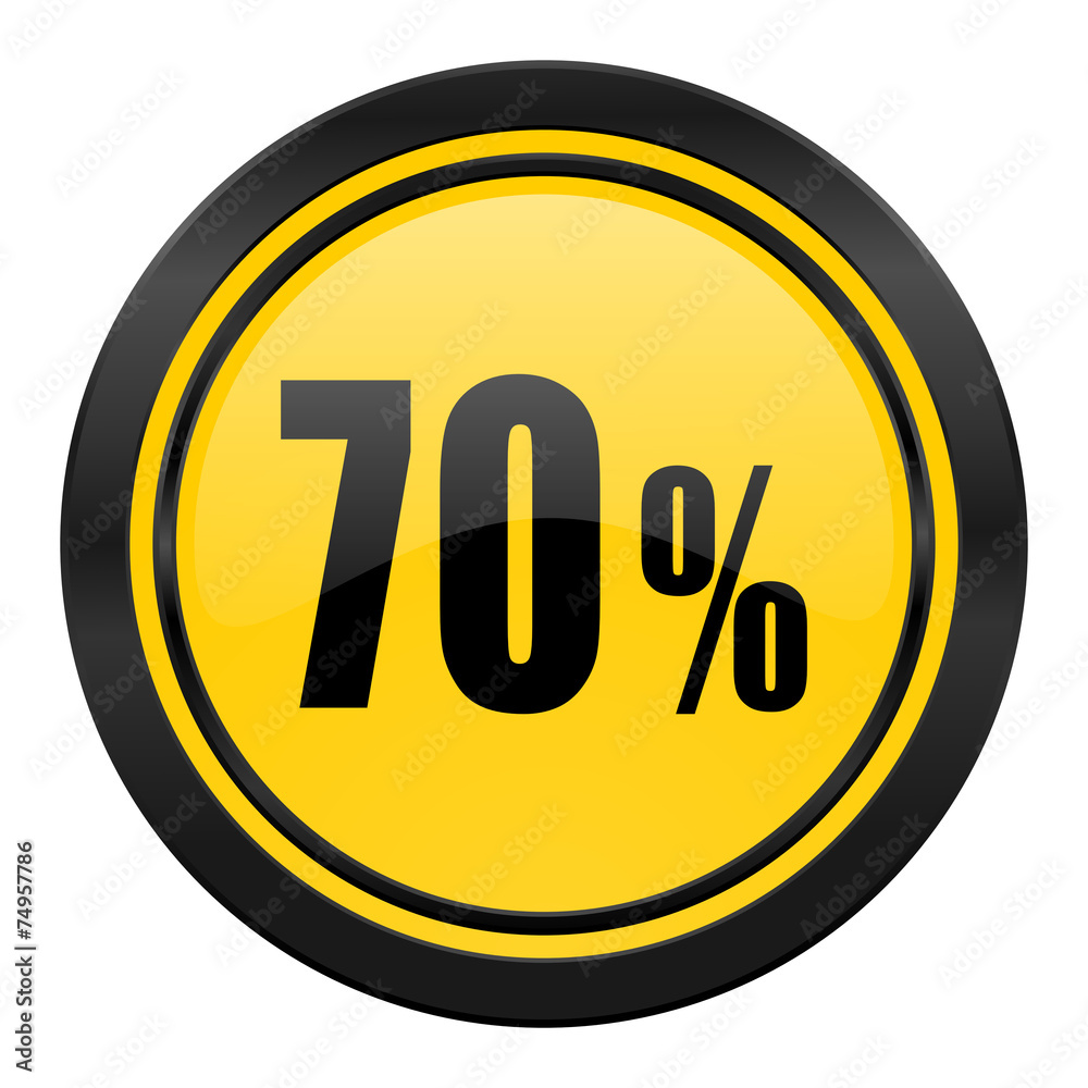 70 percent icon, yellow logo, sale sign 70 percent icon, yellow logo, sale sign