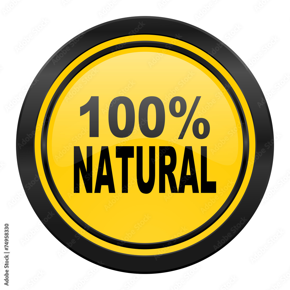 natural icon, yellow logo, 100 percent natural sign natural icon, yellow logo, 100 percent natural sign