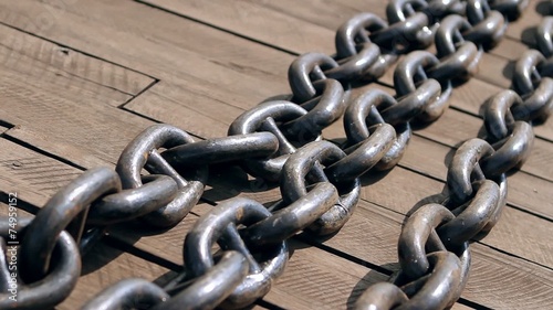 large and heavy chain lying on quay