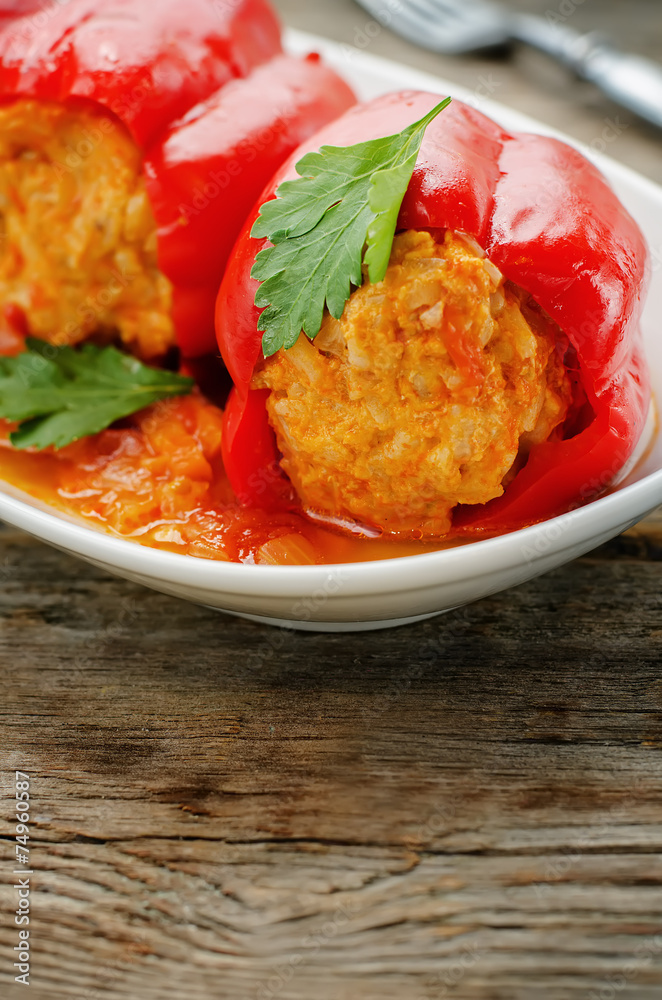 pepper stuffed with meat and rice pepper stuffed with meat and rice