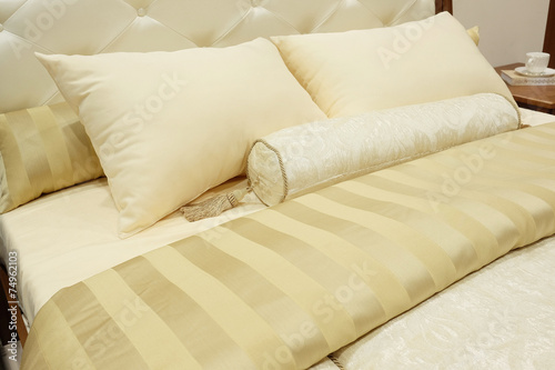 Canvas Print closeup of two pillows and bolster
