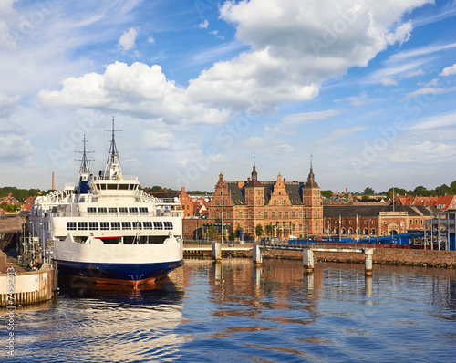 Modern ferry boat at pier