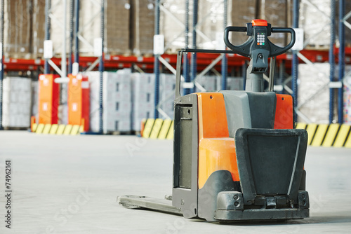 pallet stacker truck at warehouse