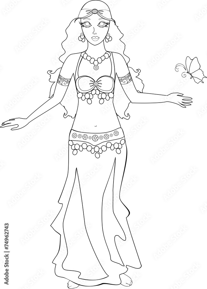 Fototapeta premium Coloring with oriental princess