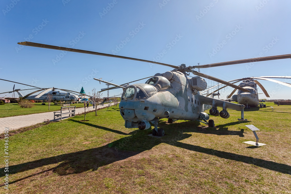 TOGLIATTI, RUSSIA - MAY 2, 2013: The Mil Mi-24V (NATO reporting TOGLIATTI, RUSSIA - MAY 2, 2013: The Mil Mi-24V (NATO reporting