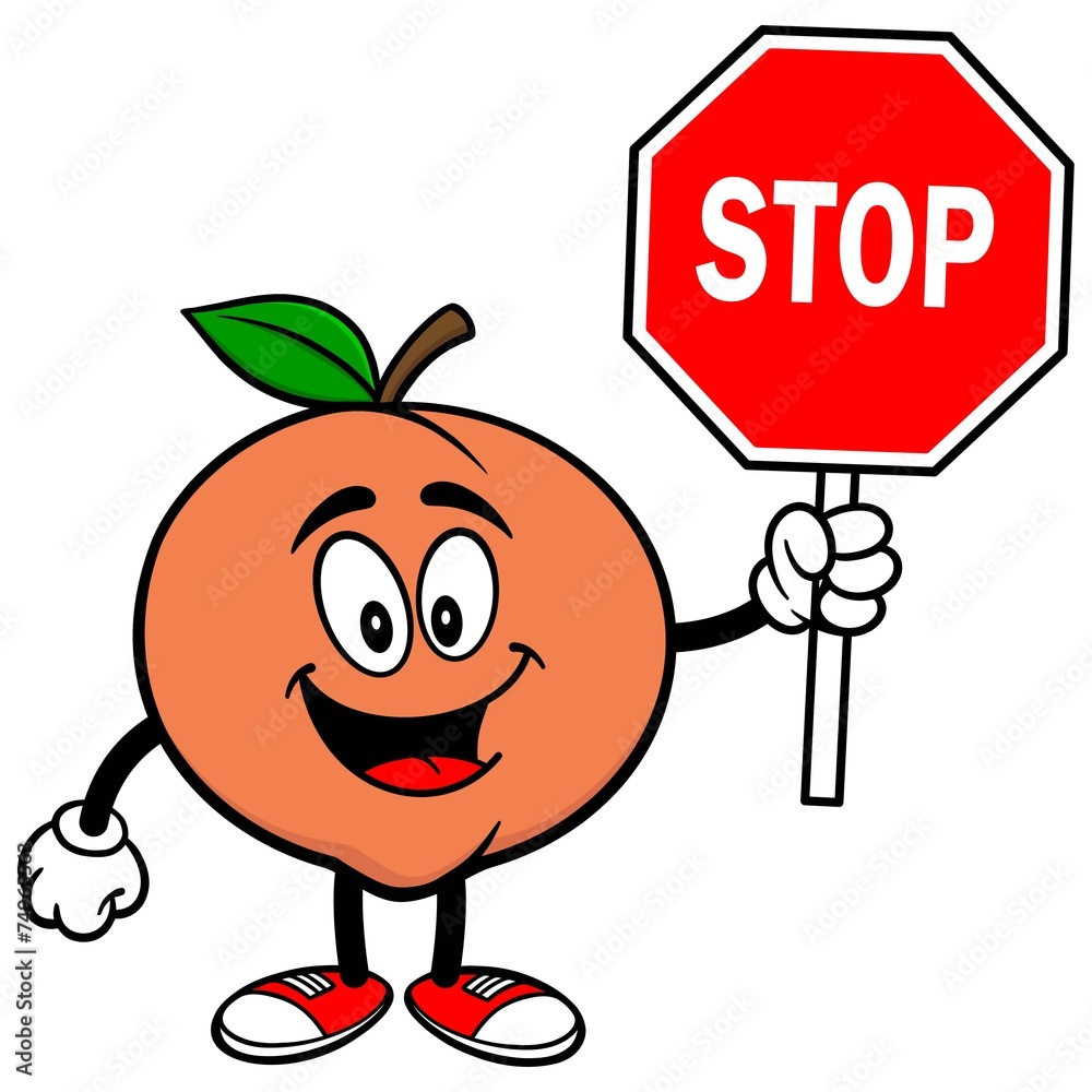 Peach with Stop Sign