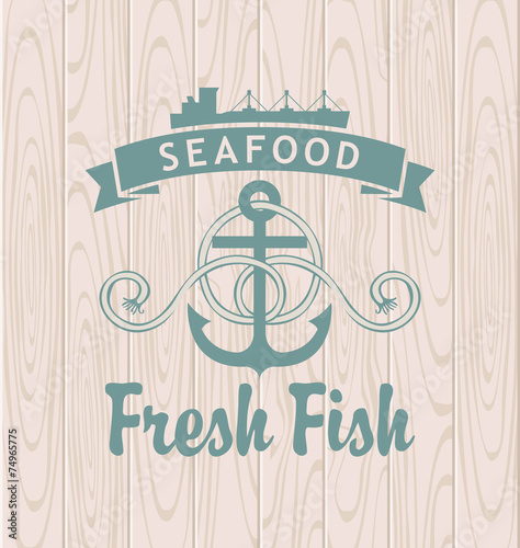 banner with anchor and ship seafood restaurant