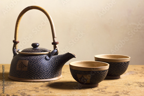 Elegant Japanese Clay Tea Service