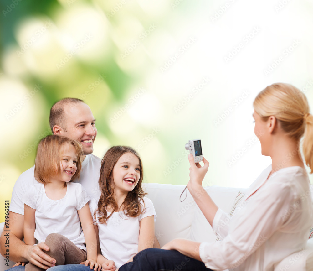 happy family with camera at home happy family with camera at home