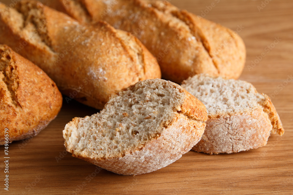 Bread on black background