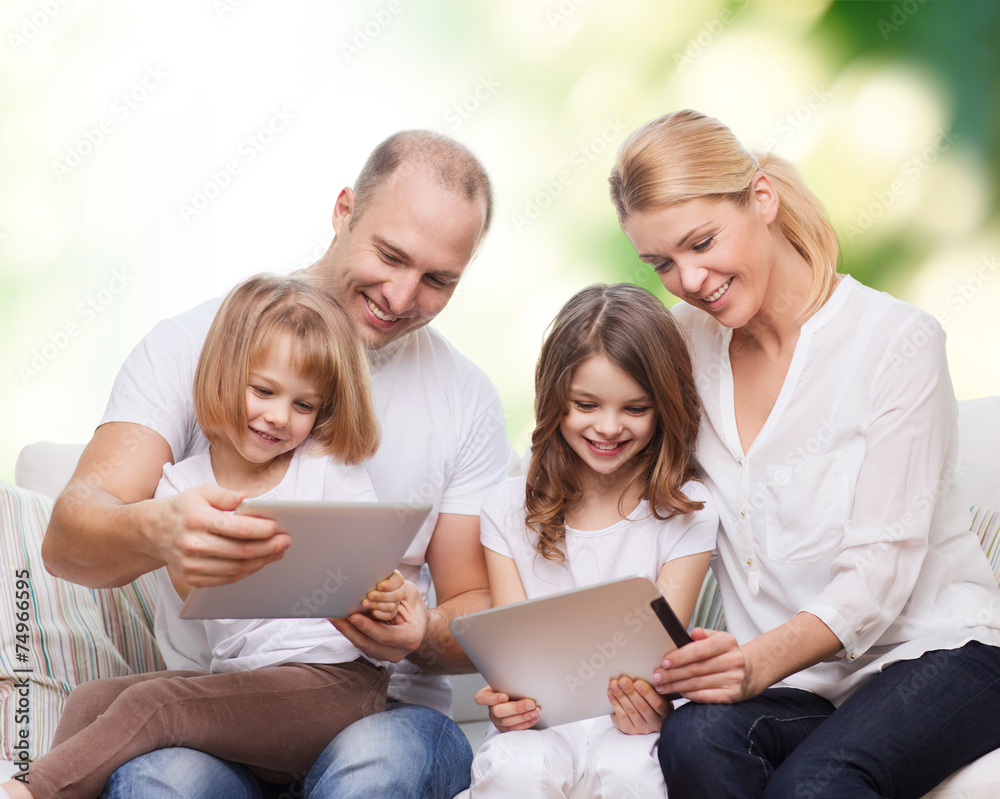 happy family with tablet pc computers
