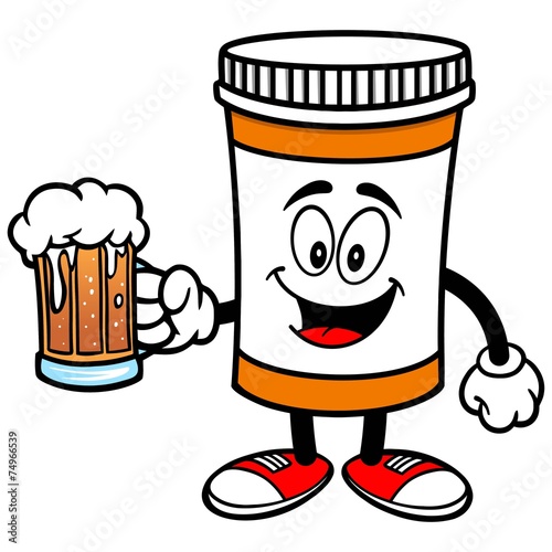 Pill Bottle with Beer