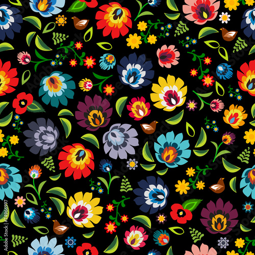 Fototapeta Polski ludowy wzór na czarnym tle