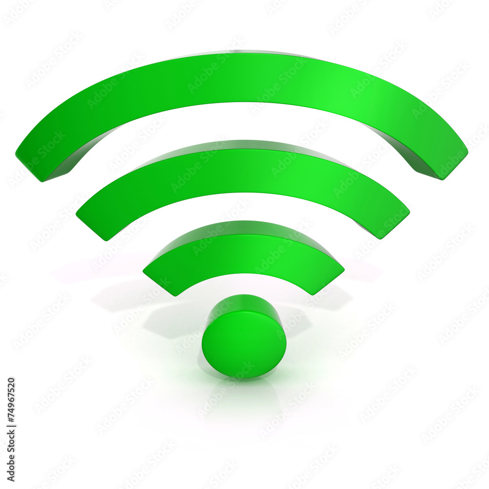 Wireless network symbol, 3D render isolated. Front view Wireless network symbol, 3D render isolated. Front view