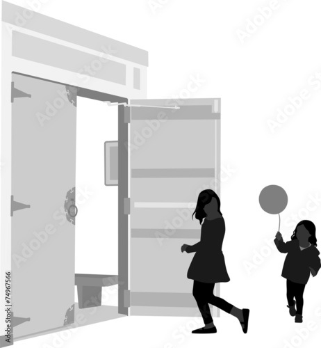 Girls Entering Hall