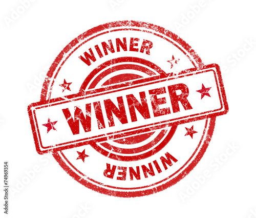 winner stamp on white background