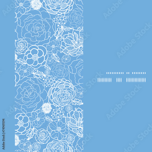 Fototapeta Naklejka Na Ścianę i Meble -  Vector purple lace flowers vertical frame seamless pattern