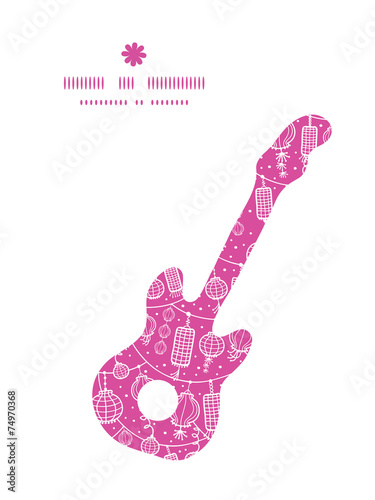 Vector holiday lanterns line art guitar music silhouette pattern