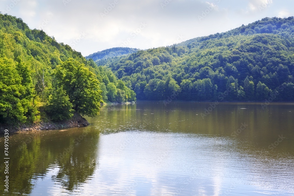 The dam on the lake Bystrzyca in Poland, Europe