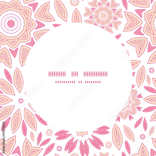 Vector pink abstract flowers frame seamless pattern background