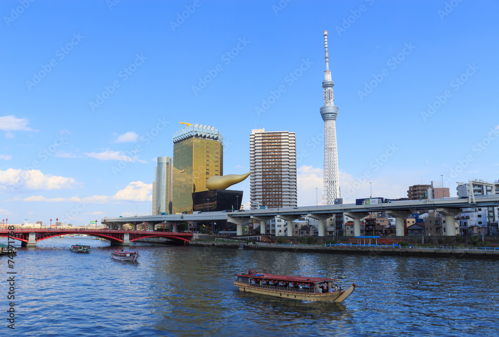 Fototapeta premium Tokyo Sky Tree and Sumida river in Tokyo
