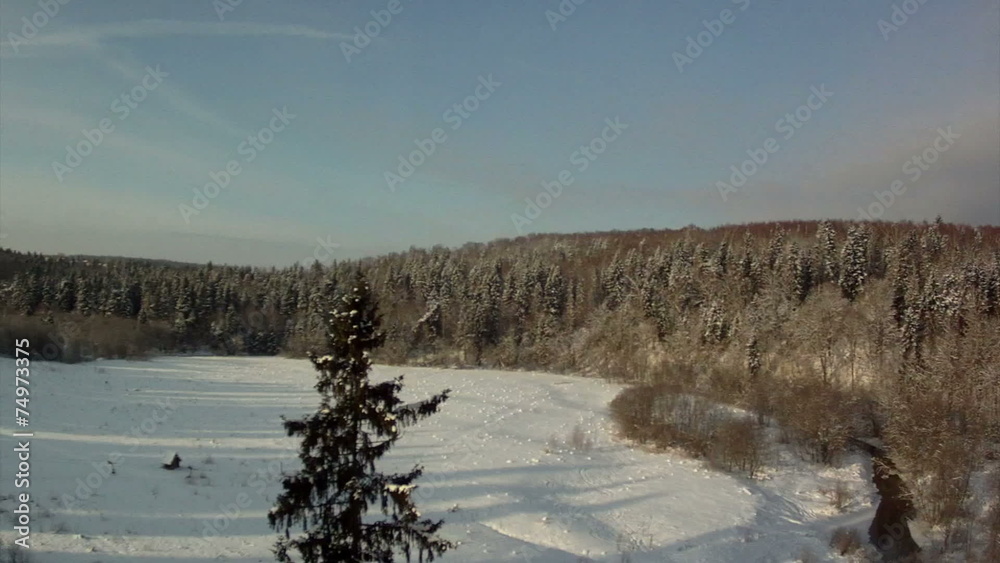 View from above of winter landscape View from above of winter landscape