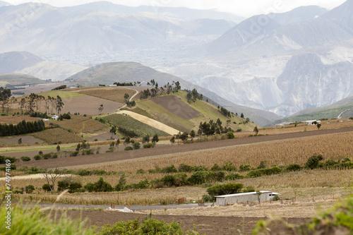 Campos cultivados en la sierra de Ecuador photo