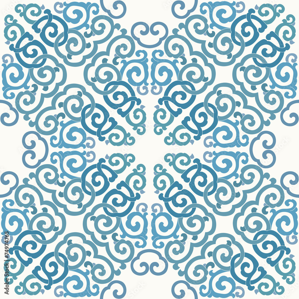 Colorful seamless ornament, white background.