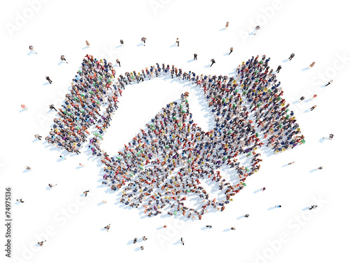 People in the form of a handshake.