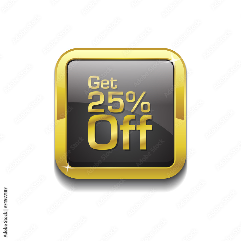 Get 25 Percent Gold Vector Icon Button Get 25 Percent Gold Vector Icon Button