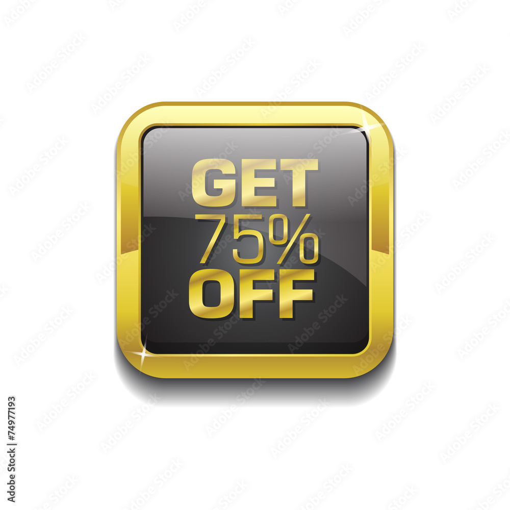 Get 75 Percent Gold Vector Icon Button Get 75 Percent Gold Vector Icon Button