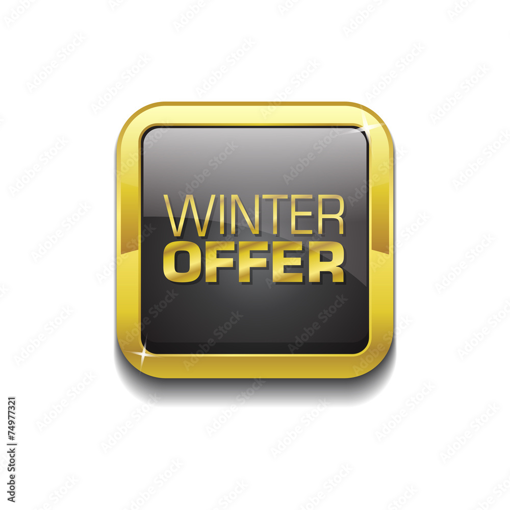 Winter Offer Gold Vector Icon Button Winter Offer Gold Vector Icon Button