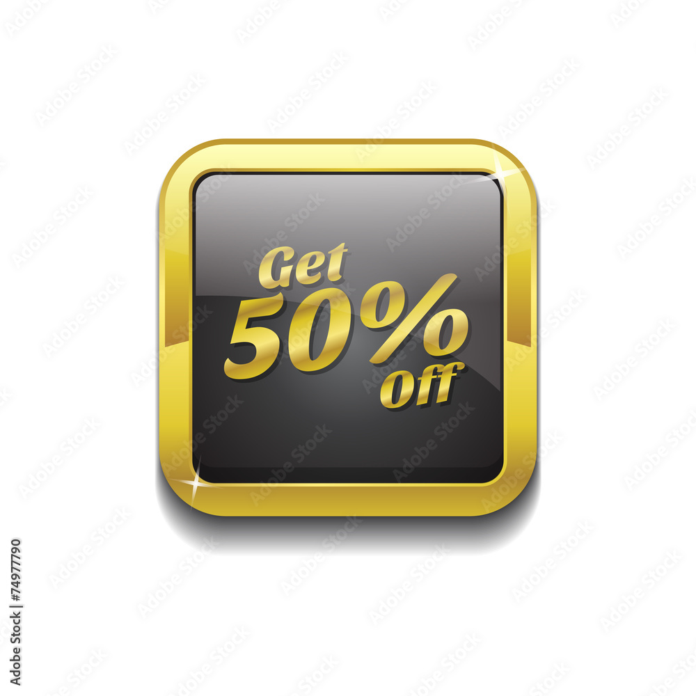 Get 50 Percent Gold Vector Icon Button Get 50 Percent Gold Vector Icon Button