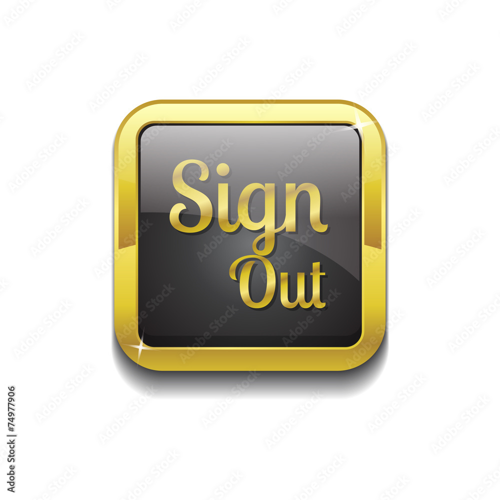 Sign Out Gold Vector Icon Button Sign Out Gold Vector Icon Button