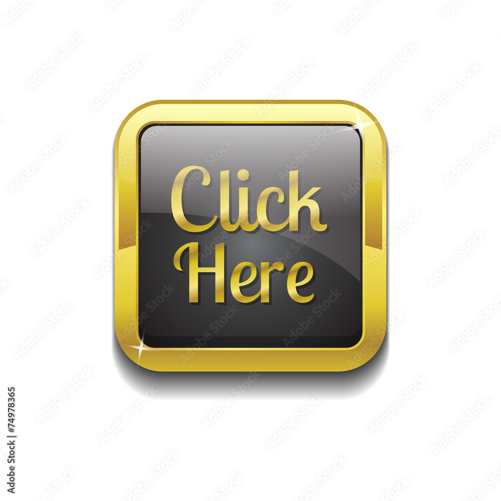 Click Here Gold Vector Icon Button Click Here Gold Vector Icon Button
