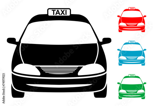 Pictograma taxi frontal con varios colores