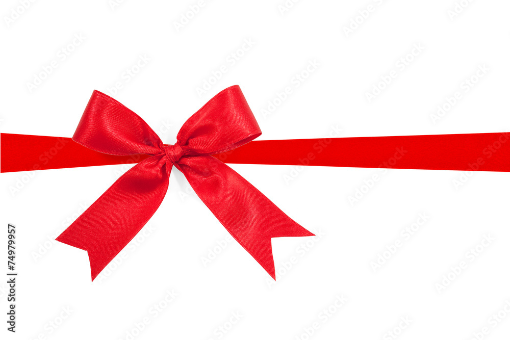 red ribbon bow on white background