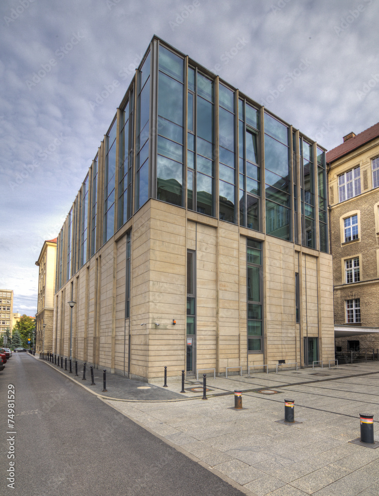 Modern library building. University of Adam Mickiewicz in Poznan