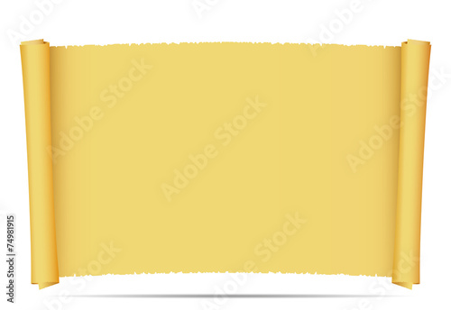 Old paper banner on a white background.
