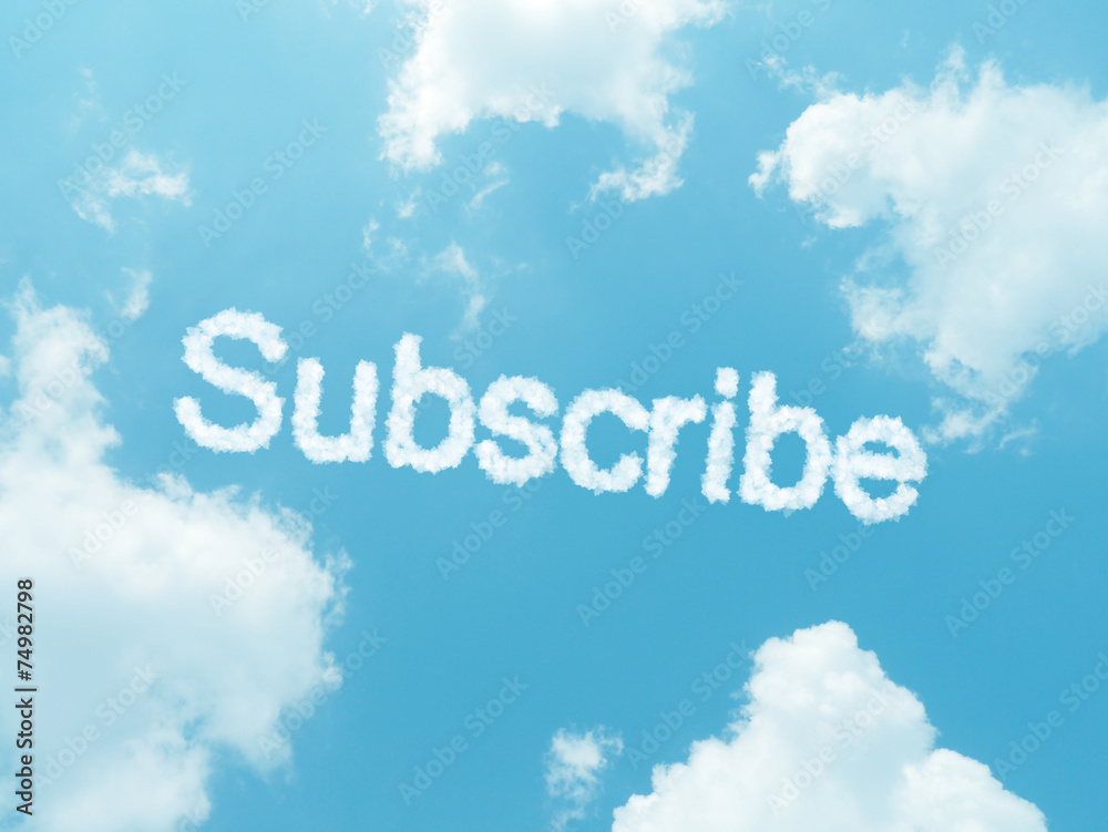 cloud words with design on blue sky background