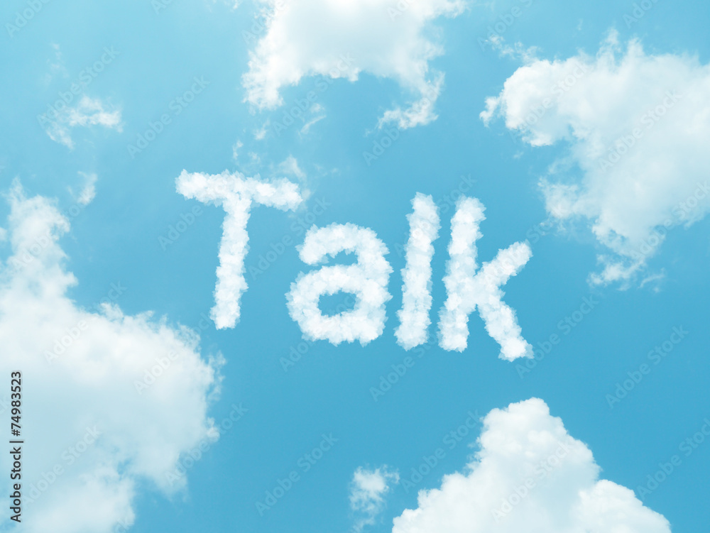 cloud words with design on blue sky background cloud words with design on blue sky background