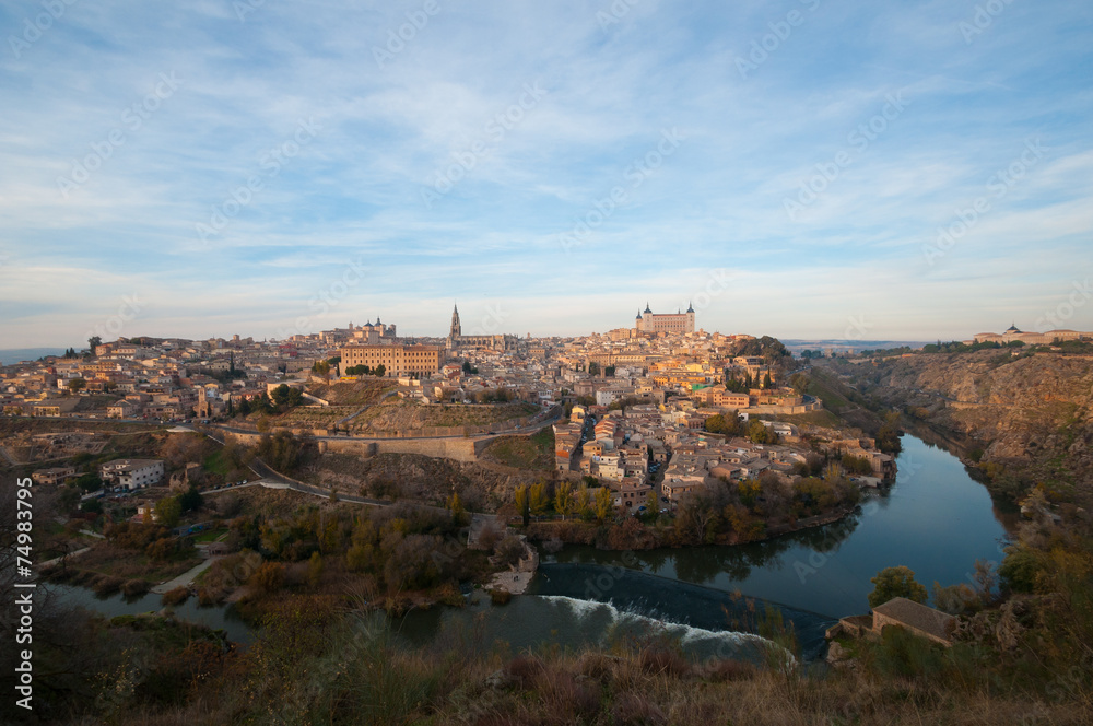 Toledo city panoramic view at sunset, Spain