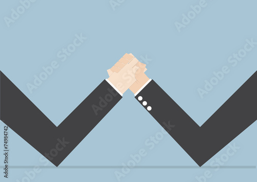Businessmen doing arm wrestling, Business conflict, Business riv
