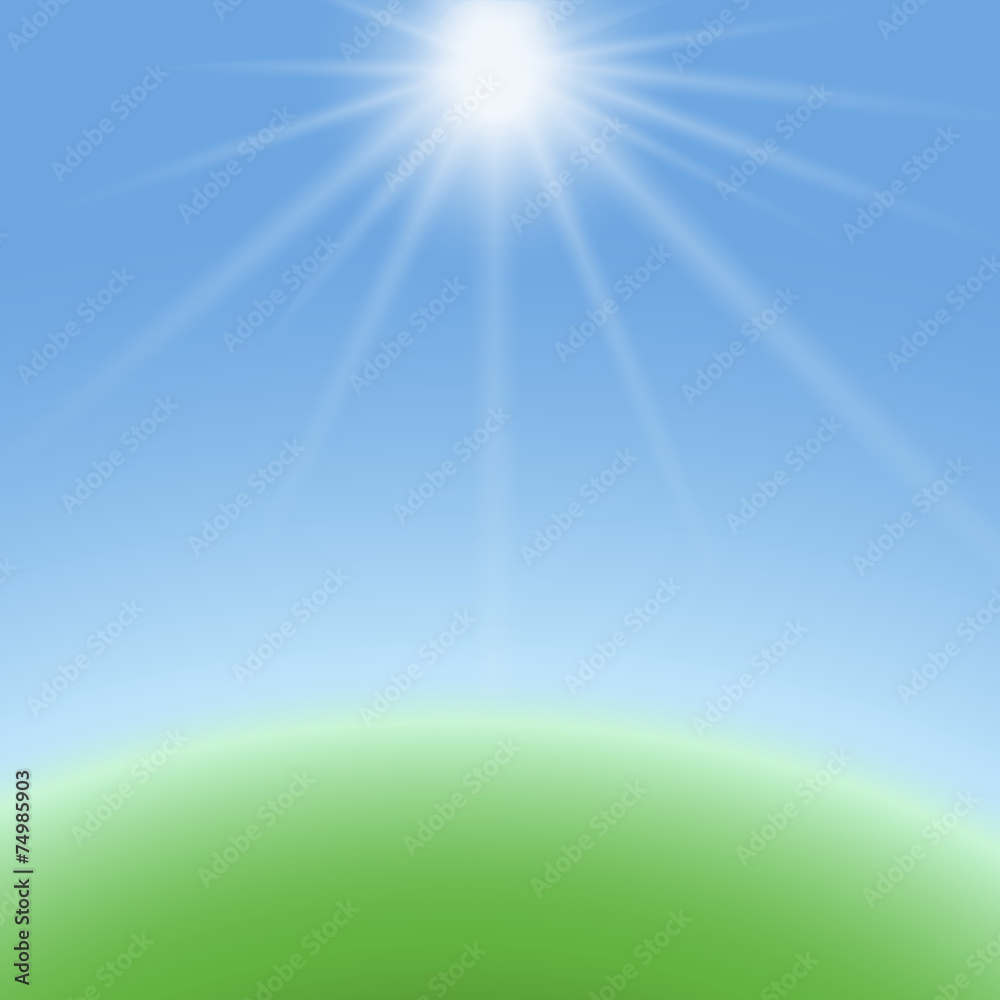 Illustration with sky, sun and Earth Illustration with sky, sun and Earth