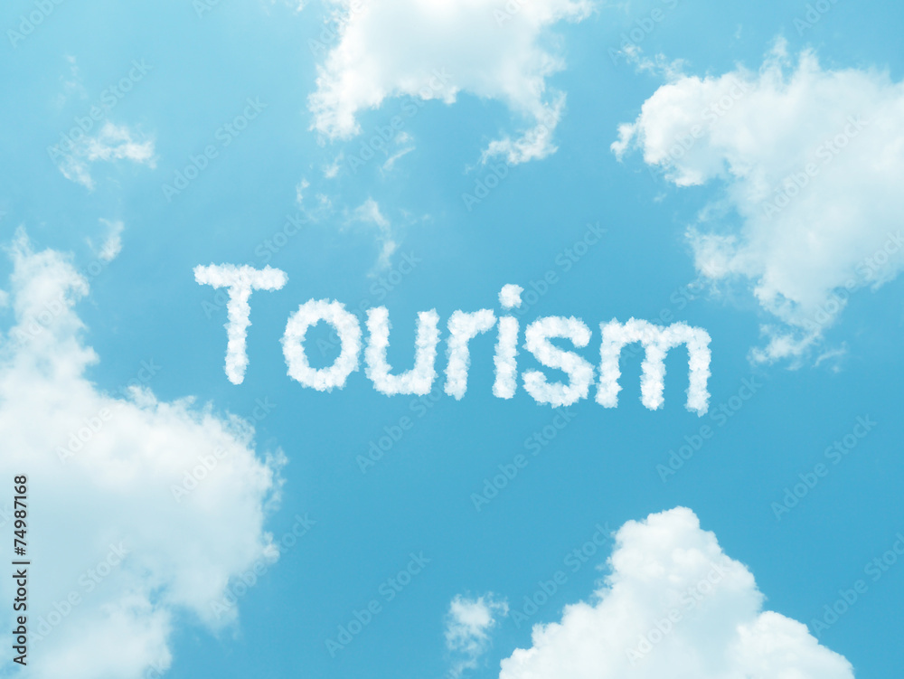 Fototapeta premium cloud words with design on blue sky background