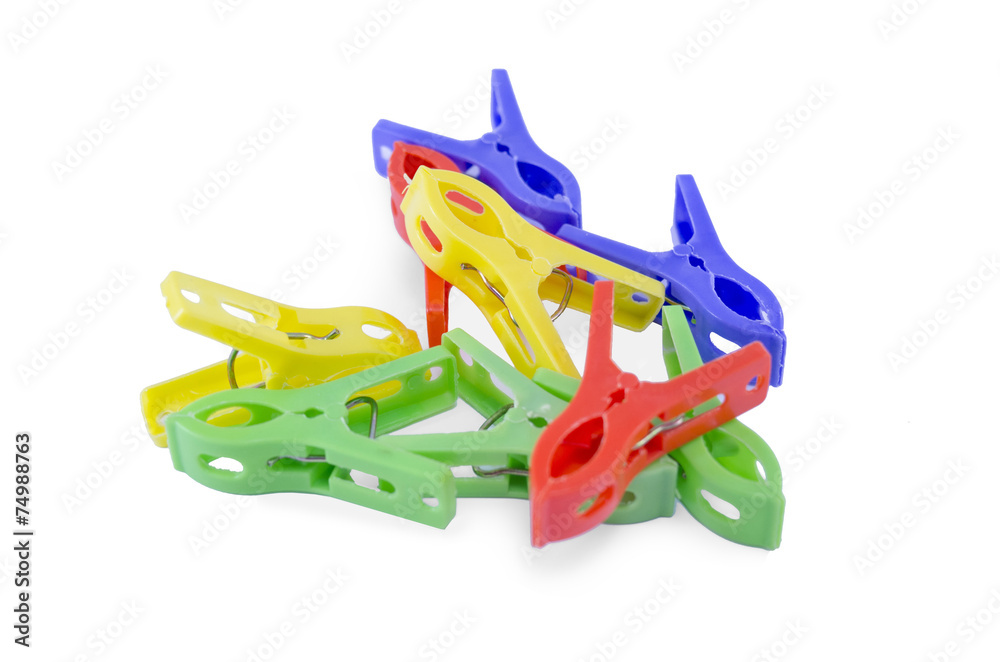 Bunch of colorful clothespins isolated on white Bunch of colorful clothespins isolated on white