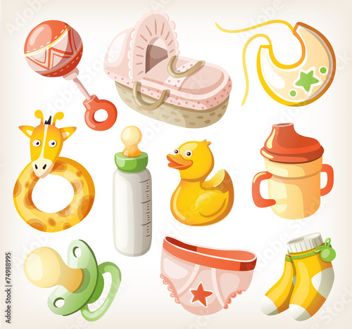 Set of design elements for baby shower